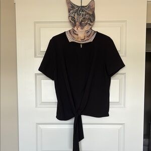 Anne Taylor Black Tie-Front Top